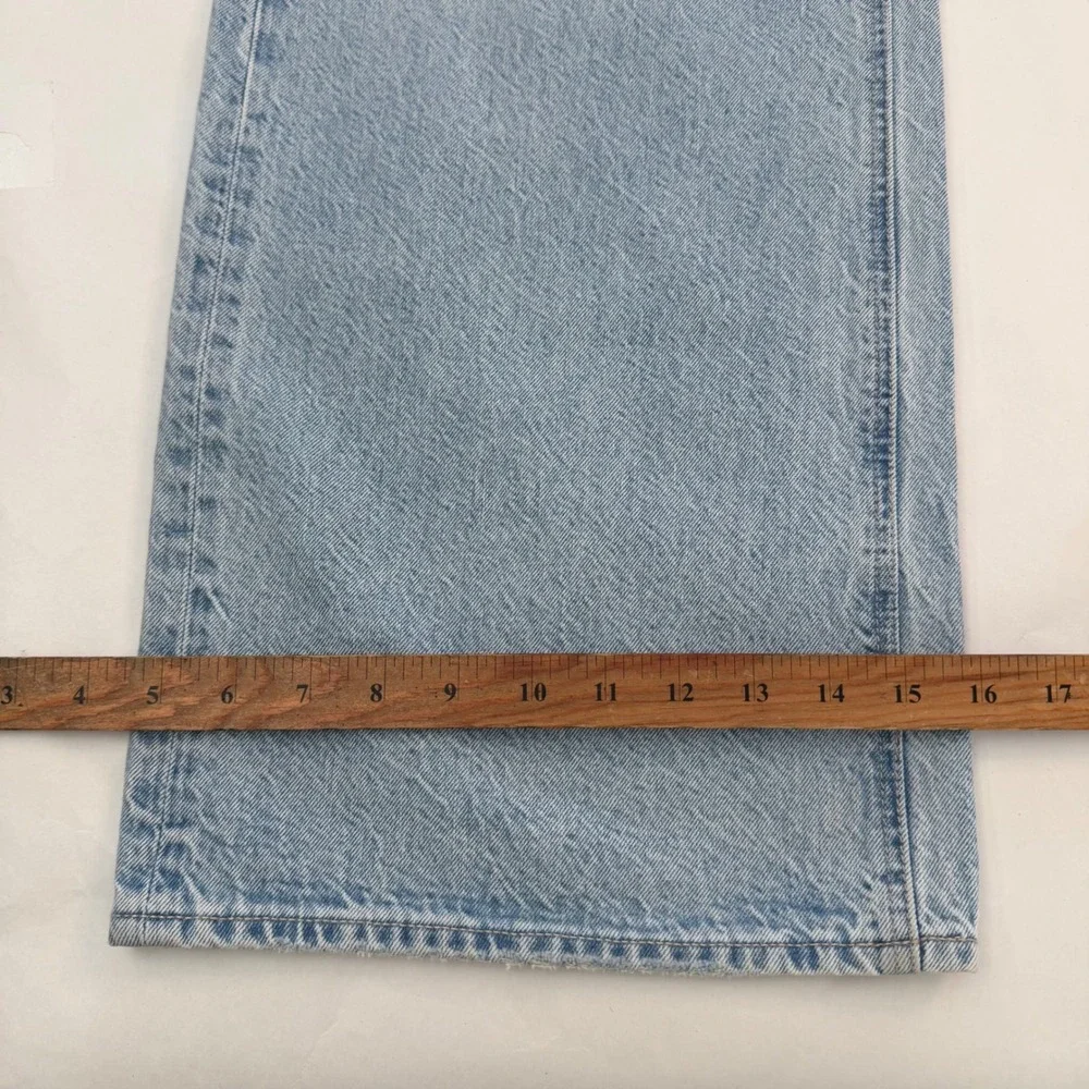 American Eagle Low Rise Baggy Wide Leg Light Wash Jeans Womens 8 Stretch 31‎ - Picture 8 of 9